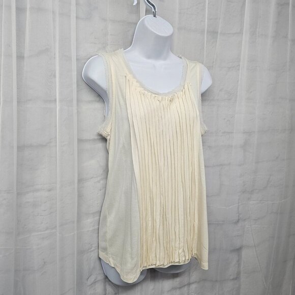 Chico's Cream Coquette Fairy Tank Pleated Ethereal Romantic 1 (M) - Picture 4 of 10